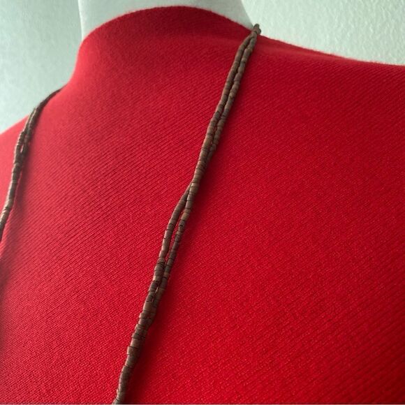 Brown Beaded Necklace Small Beads Bohemian - Picture 5 of 6